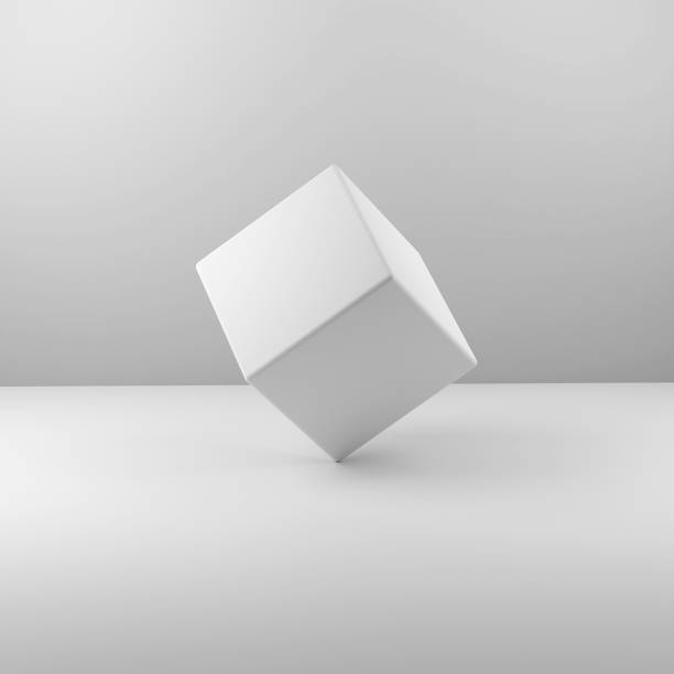 Geometric real plastic cube on White background. 3d illustration stock photo