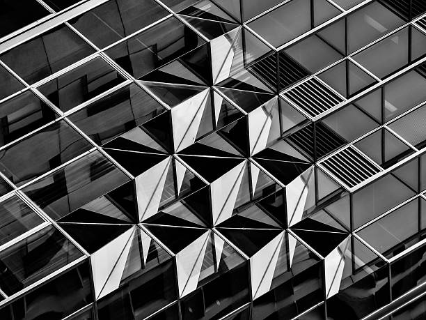 Geometry in architecture in black and white, detail stock photo