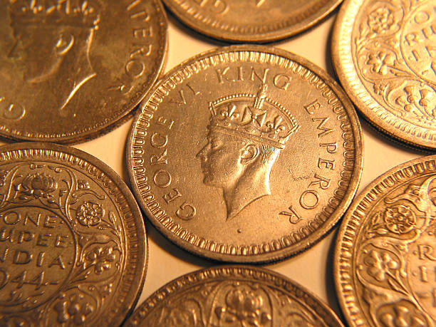 George VI King Emperor - Silver Rupee Coin stock photo