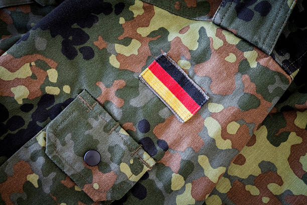german flag on german military jacket stock photo