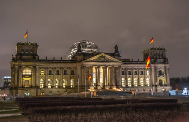 German parliament building (Reichstag) in Berlin by Night German parliament building (Reichstag) in Berlin, Germany german social democratic party stock pictures, royalty-free photos & images
