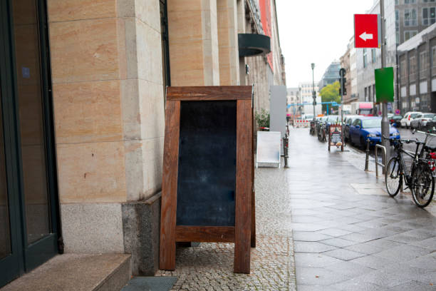 Germany, Berlin, Under the Linden Street, restaurants, entrances, signs stock photo