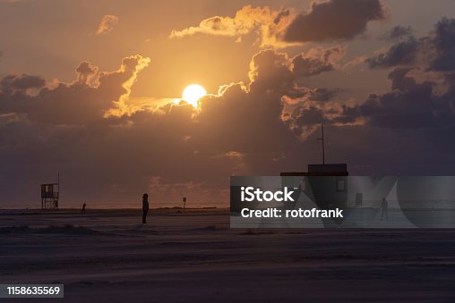 istock Germany, Lower Saxony, East Frisia, Juist, sunset on the beach. 1158635569