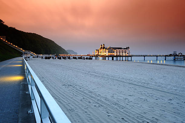 Germany Rügen Sellin Sea Bridge Beach View Sunset Summer Germany Island RAgen sellin stock pictures, royalty-free photos & images