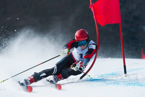 Giant slalom race stock photo