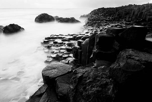 Giants Causeway in Black and White stock photo