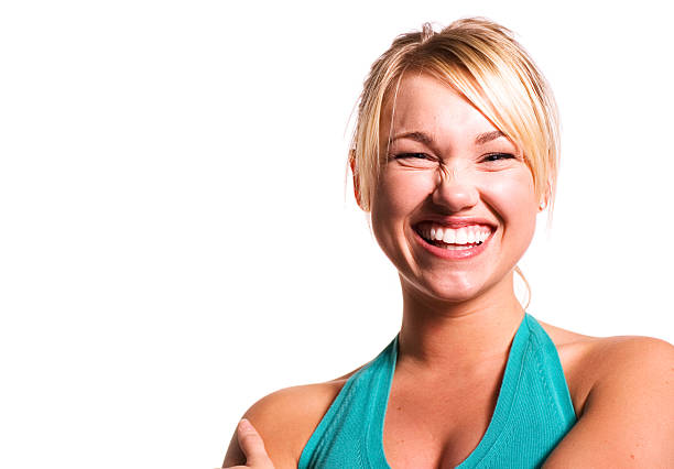 Giggle Young Adult Blonde Woman hf7 stock pictures, royalty-free photos & images