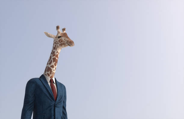 Giraffe dressed in a business suit. This is a 3d render illustration stock photo