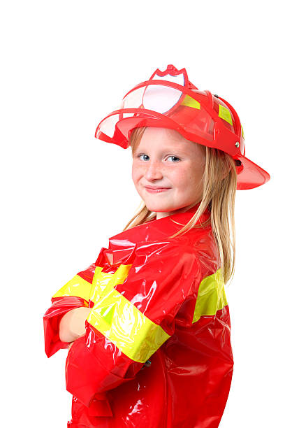 girl firefighter stock photo