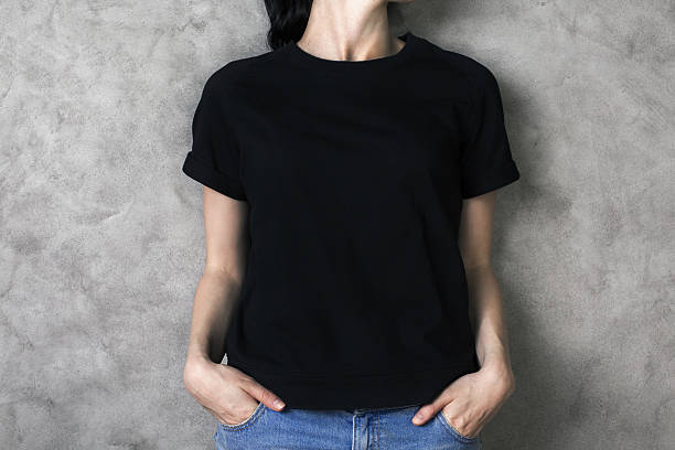 Girl in black shirt stock photo
