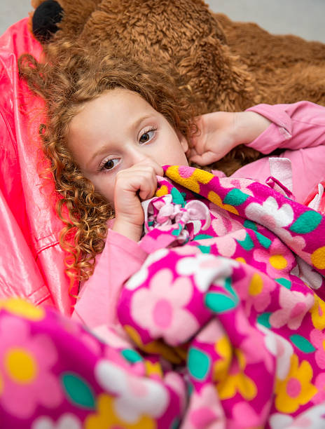 Girl Sucking Thumb With Pink Security Blanket