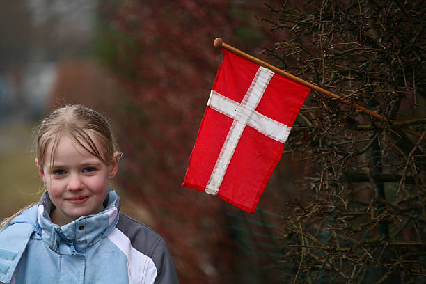 Girls Girl with a danish flag on her birthday happy birthday in danish stock pictures, royalty-free photos & images
