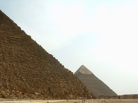 The middle pyramid and one side of the big pyramid - Giza - Egypt