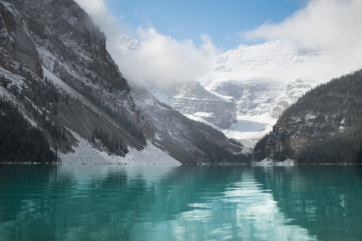 Glacial Lake and Mountains - green water