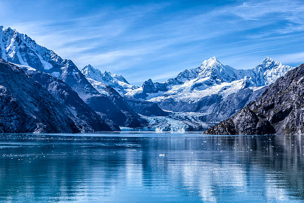 Glacier Bay National Park and Preserve, Alaska West of Juneau, AK, Glacier Bay NP is a national monument and UNESCO World Heritage Site. mountain range stock pictures, royalty-free photos & images