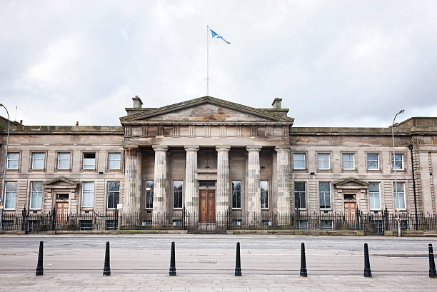Glasgow High Court of Justiciary Looking from Glasgow Green to the High Court of Justiciary - Scotland's supreme criminal court. theasis stock pictures, royalty-free photos & images