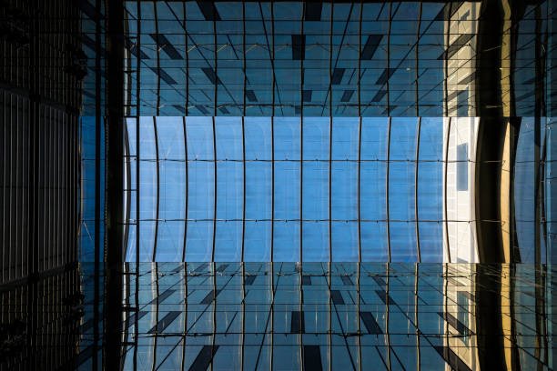 Glass ceiling of an office building in Auckland, New Zealand stock photo