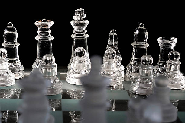 glass chess set stock photo