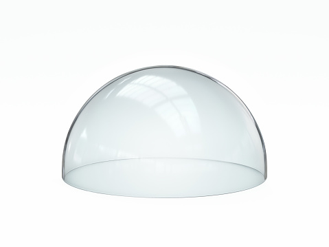 Glass dome isolated on white background, 3d rendering illustration