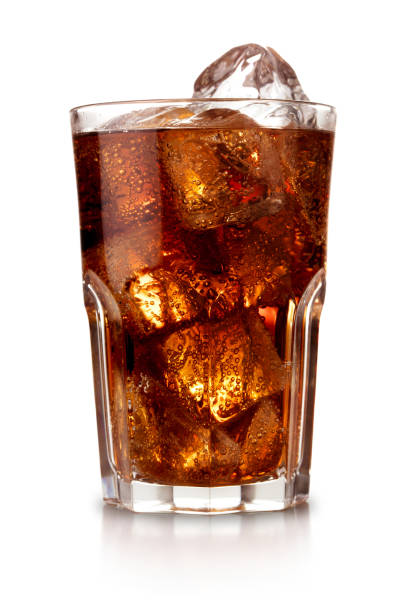 glass of cola single glass of cola with ice cubes isolated on white background cola stock pictures, royalty-free photos & images