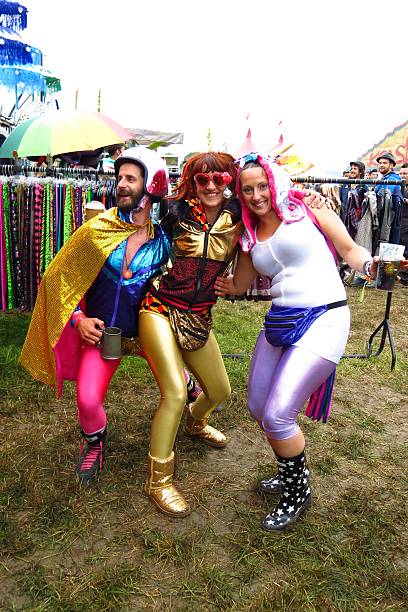 Glastonbury Festival music festival fun costumes stock photo