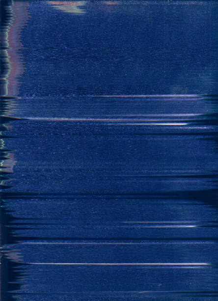 glitch overlay old film noise blue dust scratches stock photo