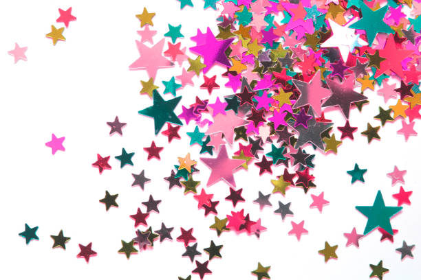 Glitter Tinsel Stars Close Up For Background stock photo