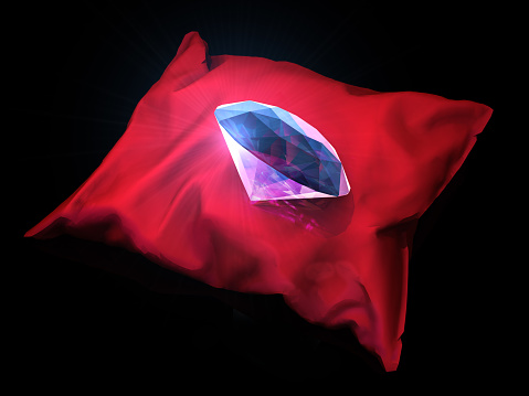 Glittering Diamond On Red Velvet Stock Photo - Download Image Now - iStock
