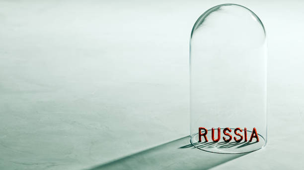 Global economic isolation of Russia. Sanctions concept stock photo