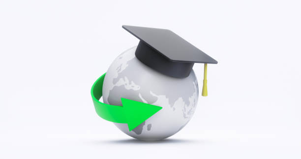 Global education study 3d sign concept international graduate hat symbol or world student university degree and knowledge graduation cap isolated on white school background with college certificate. Global education study 3d sign concept international graduate hat symbol or world student university degree and knowledge graduation cap isolated on white school background with college certificate. online degrees stock pictures, royalty-free photos & images