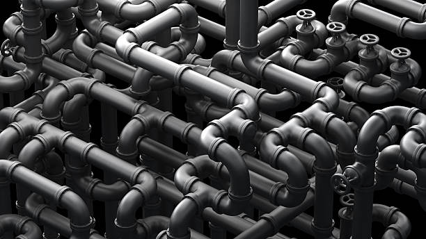 Global Pipeline Abstract Industrial 3d illustration complexity stock pictures, royalty-free photos & images