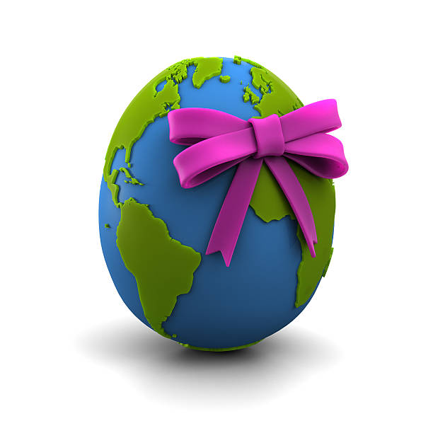 Globe with Bow in Egg/Oval Shape stock photo