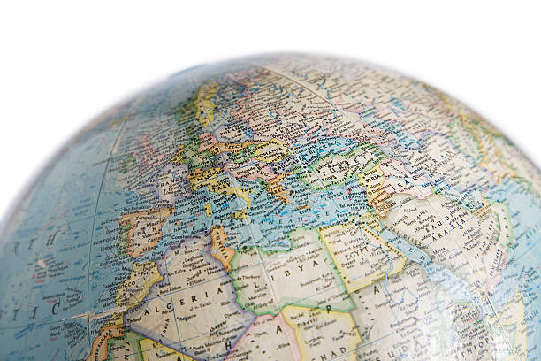Globe with Map of Europe, Middle East and North Africa stock photo