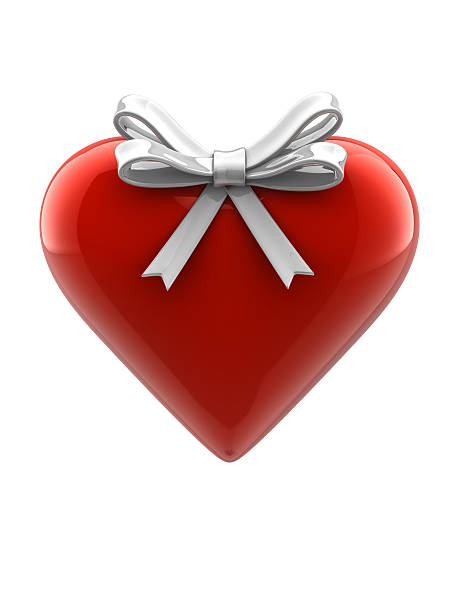 Glossy Heart with Ribbon stock photo