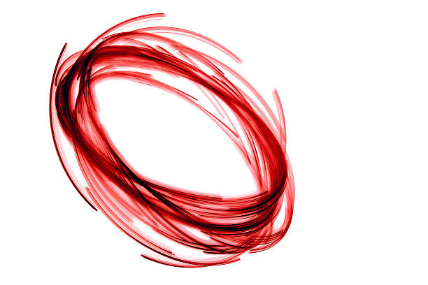 glowing circular red, long exposure of creative light painting stock photo
