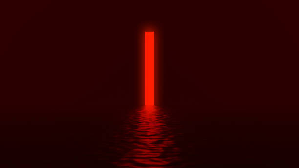 Glowing red neon light rectangle tall portal with distorted reflection on black background. Creative design concept. 3D rendered image. Glowing red neon light rectangle tall portal with distorted reflection on black background. Creative design concept. 3D rendered image alien photos stock pictures, royalty-free photos & images
