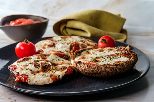Gluten-free Pizza Mushrooms stock photo