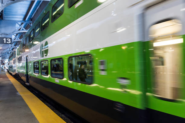 Go Transit train in Toronto stock photo