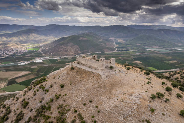Goat castle located on the 300 meters high hill known as Alaman Mountain between Torbalı and Selcuk. Turkey Izmir Torbali stock photo