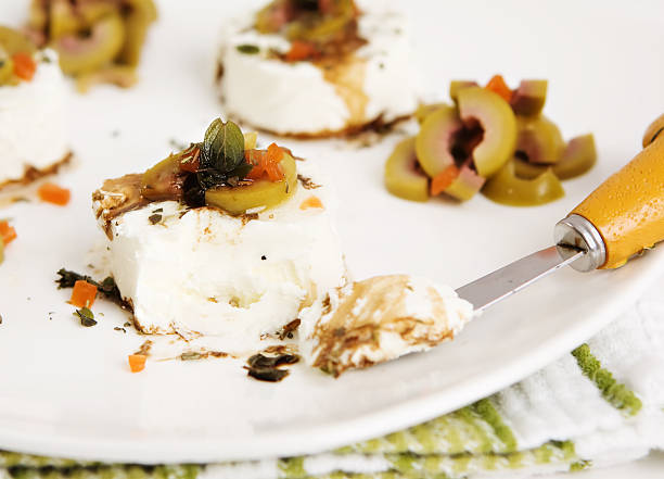 Goat Cheese Appetizer with Olives stock photo