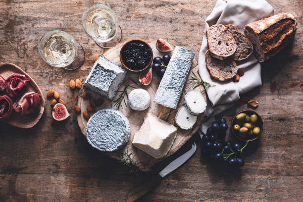 Goat Cheese Platter from France Goat Cheese Platter from France aperitif stock pictures, royalty-free photos & images