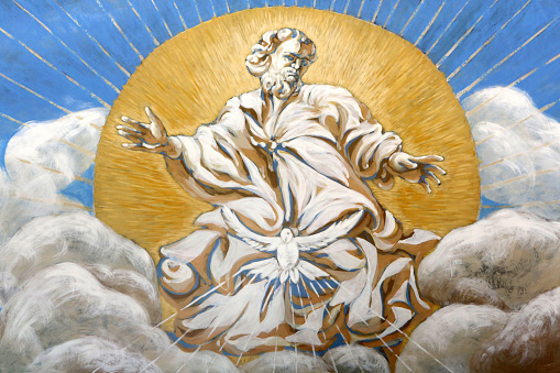 God The Father With The Dove Of The Holy Spirit St Nicholas Church