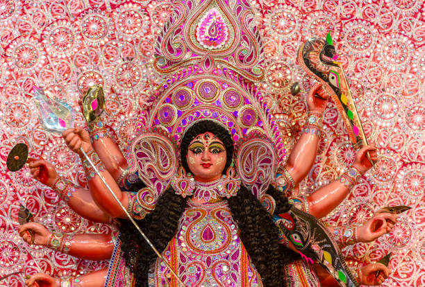 Goddess Durga. Goddess Durga Idol at the time of Durga Puja. hindu god stock pictures, royalty-free photos & images