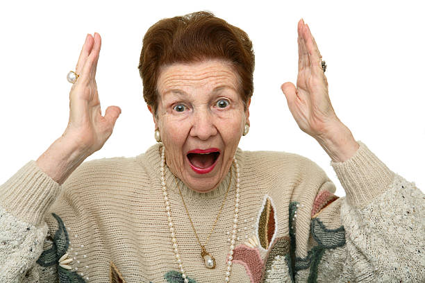 goin' nuts! - crazy grandma stock photos and pictures.