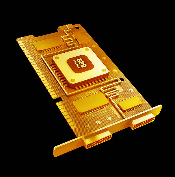 Gold collection. graphic card GPU High resolution 3d stock photo