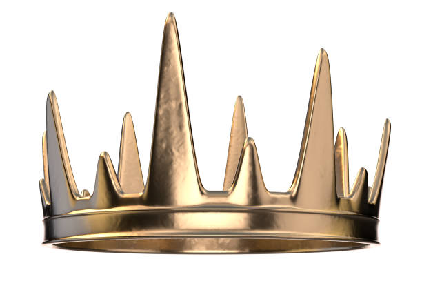 gold crown 3d crown rendered on a white background. crown headwear stock pictures, royalty-free photos & images