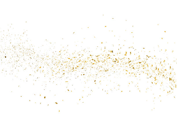 Gold glitter particles background on white background