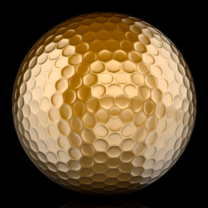 Gold Golf Ball Isolated With Clipping Paths Stock Photo - Download ...