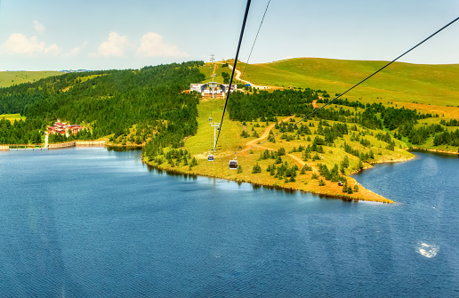 Gold Gondola in operations during summer day at Zlatibor, Serbia.