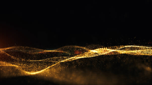 Gold particles sparks animation wave flow background. Flicker particle on black background. digital abstract background. 3d rendering Gold particles sparks animation wave flow background. Flicker particle on black background. digital abstract background. 3d rendering digital animation stock pictures, royalty-free photos & images